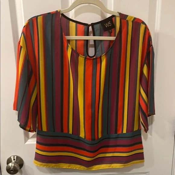 W5 Vintage Vibrant Relaxed Multi Color Women’s Medium Blouse great fall colors! - Picture 4 of 9